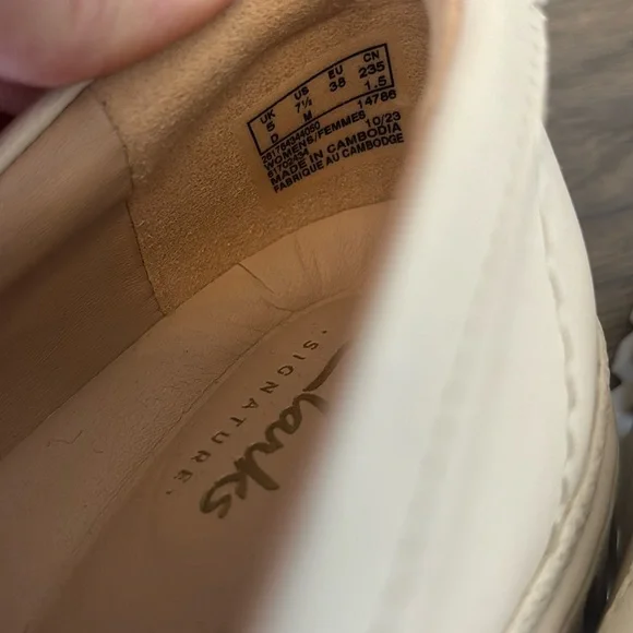 Clarks Cream Flats with Rugged Sole - Picture 9 of 12